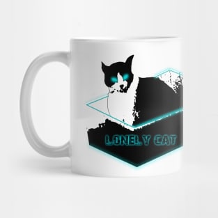 Lonely cat neon animal in box Mug